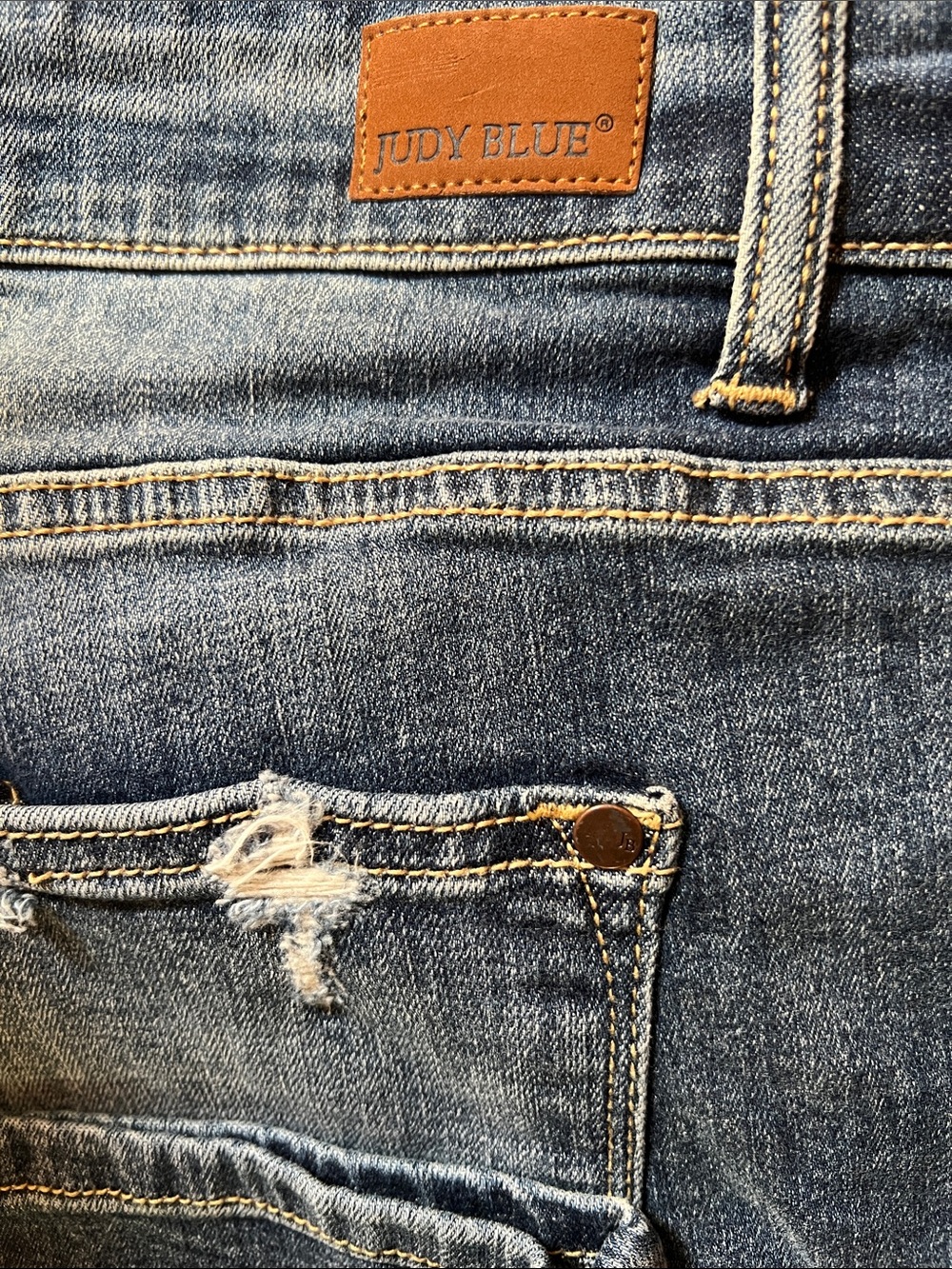 Judy Blue Dark Blue Distressed Skinny Jeans - Picture 5 of 6